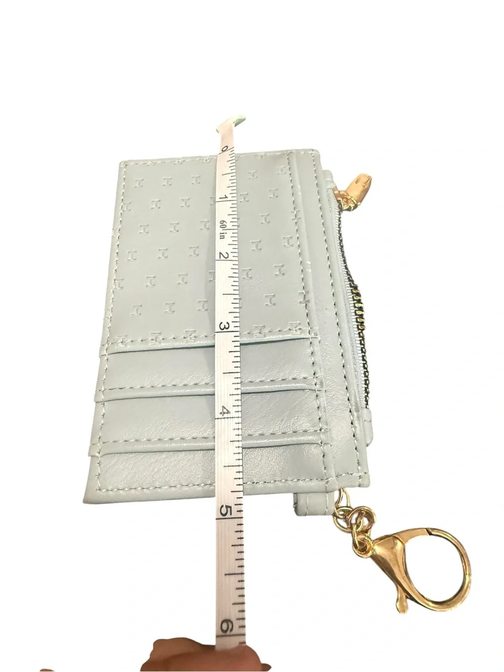 Halston Heritage White Leather Card Holder with Gold Clasp